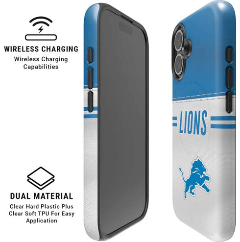 NFL Detroit Lions White Striped iPhone 16 Magsafe Impact Case