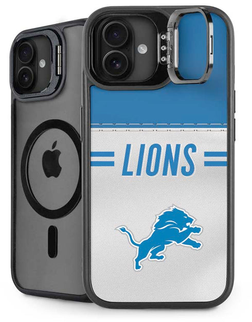 NFL Detroit Lions White Striped iPhone 16 Plus Kickstand Case