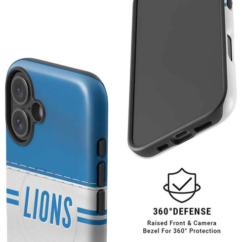 NFL Detroit Lions White Striped iPhone 16 Plus Magsafe Impact Case