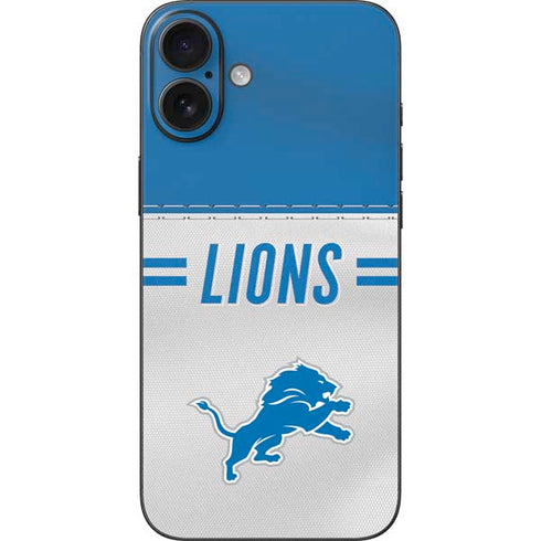 NFL Detroit Lions White Striped iPhone 16 Plus Skin