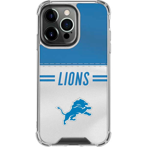 NFL Detroit Lions White Striped iPhone 16 Pro Clear Case