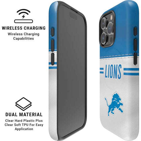 NFL Detroit Lions White Striped iPhone 16 Pro Magsafe Impact Case