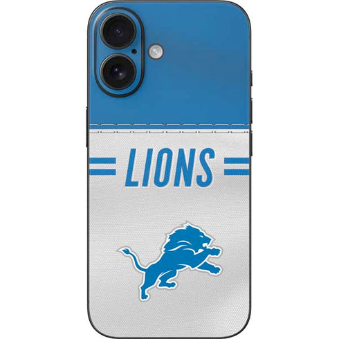 NFL Detroit Lions White Striped iPhone 16 Skin