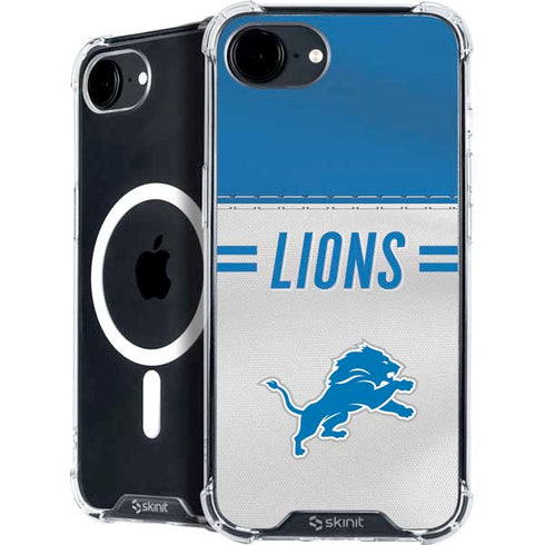 NFL Detroit Lions White Striped iPhone 16e MagSafe Case