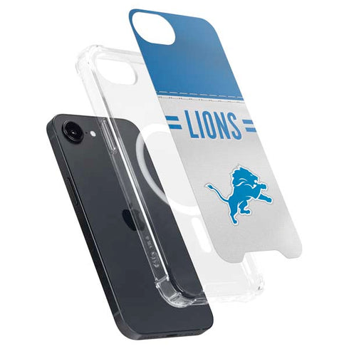 NFL Detroit Lions White Striped iPhone 16e MagSafe Case