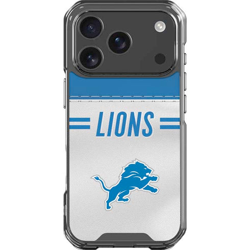 NFL Detroit Lions White Striped iPhone 18 Pro Clear Case