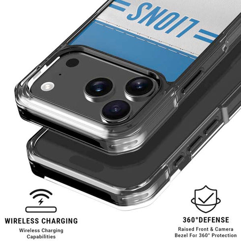 NFL Detroit Lions White Striped iPhone 18 Pro Clear Case