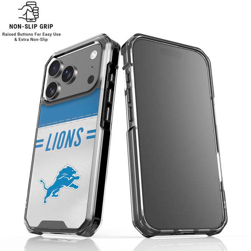 NFL Detroit Lions White Striped iPhone 18 Pro Clear Case