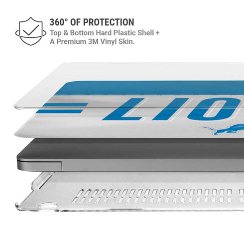 NFL Detroit Lions White Striped MacBook Pro 14in (2021-24) Case plus Skin