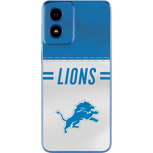 NFL Detroit Lions White Striped Moto G Play 4G (2024) Skin