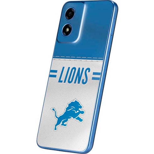 NFL Detroit Lions White Striped Moto G Play 4G (2024) Skin