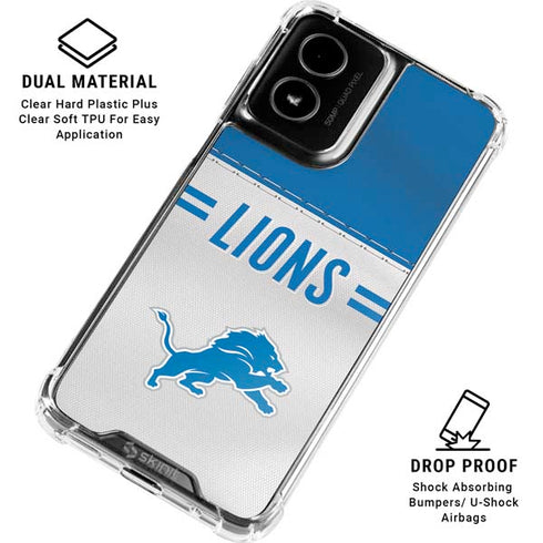 NFL Detroit Lions White Striped Moto G Power 5G (2024) Clear Case
