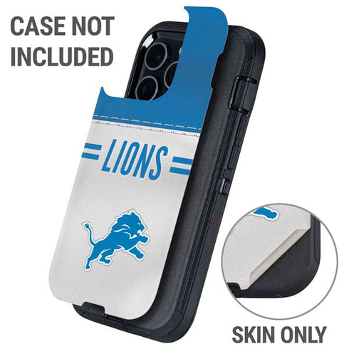 NFL Detroit Lions White Striped Otterbox Defender iPhone Skin