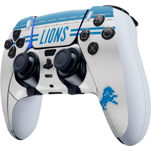 NFL Detroit Lions White Striped PS5 DualSense Edge Pro Controller Skin
