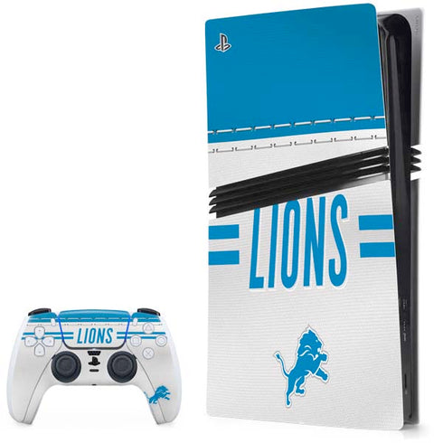 NFL Detroit Lions White Striped PS5 Pro Bundle Skin