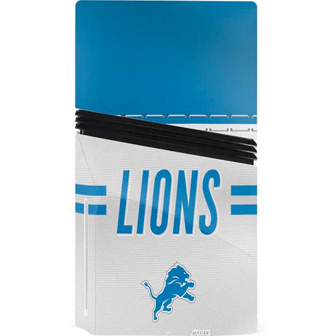 NFL Detroit Lions White Striped PS5 Pro Disk Console Skin