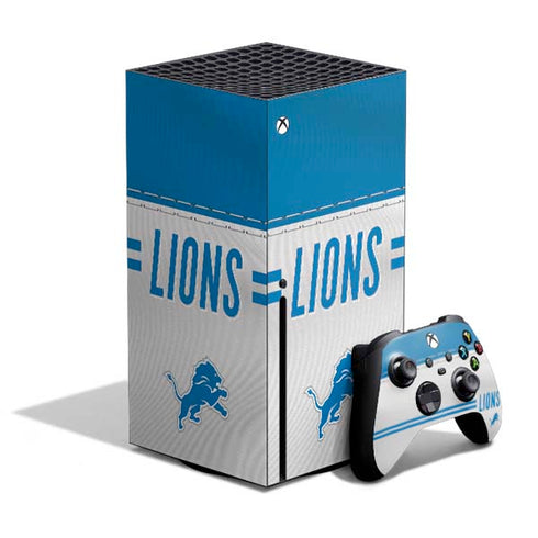 NFL Detroit Lions White Striped Xbox Series X Bundle Skin