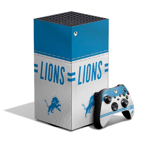 NFL Detroit Lions White Striped XBox Series X Digital Edition Bundle Skin