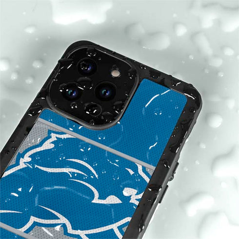 NFL Detroit Lions Zone Block iPhone 15 Pro Waterproof Case