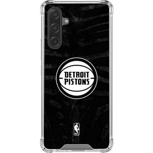 NBA Detroit Pistons Black Animal Print Galaxy A17 Clear Case