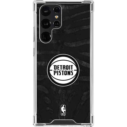 NBA Detroit Pistons Black Animal Print Galaxy S23 Ultra Clear Case
