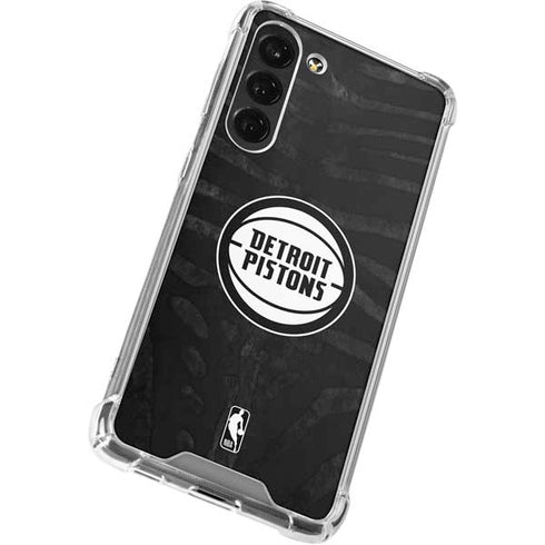 NBA Detroit Pistons Black Animal Print Galaxy S24 FE Clear Case