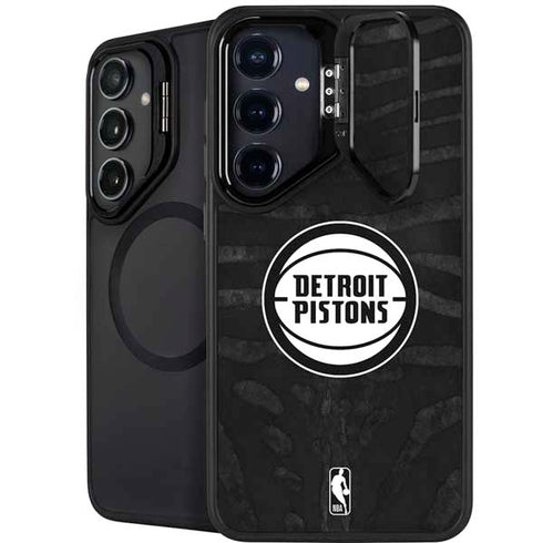 NBA Detroit Pistons Black Animal Print Galaxy S25 Plus Kickstand Case