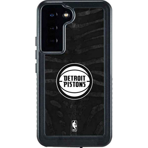 NBA Detroit Pistons Black Animal Print Galaxy S24 Plus Waterproof Case