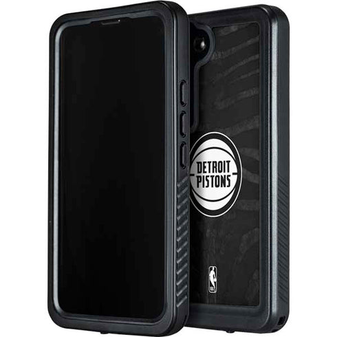 NBA Detroit Pistons Black Animal Print Galaxy S24 Plus Waterproof Case