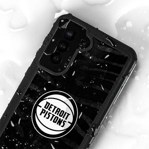 NBA Detroit Pistons Black Animal Print Galaxy S24 Plus Waterproof Case