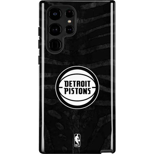 NBA Detroit Pistons Black Animal Print Galaxy S25 Ultra Impact Case