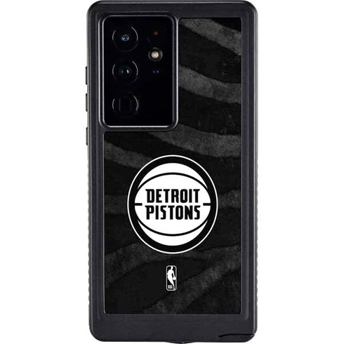 NBA Detroit Pistons Black Animal Print Galaxy S24 Ultra Waterproof Case