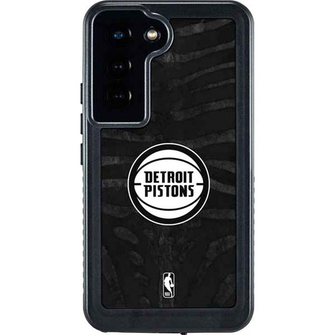 NBA Detroit Pistons Black Animal Print Galaxy S24 Waterproof Case