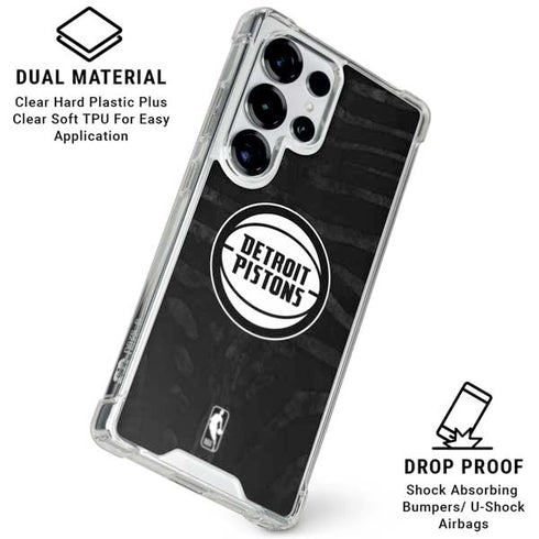 NBA Detroit Pistons Black Animal Print Galaxy S25 Ultra Clear Case