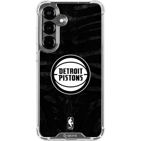 NBA Detroit Pistons Black Animal Print Galaxy S26 Clear Case