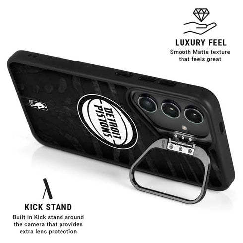 NBA Detroit Pistons Black Animal Print Galaxy S26 Kickstand Case