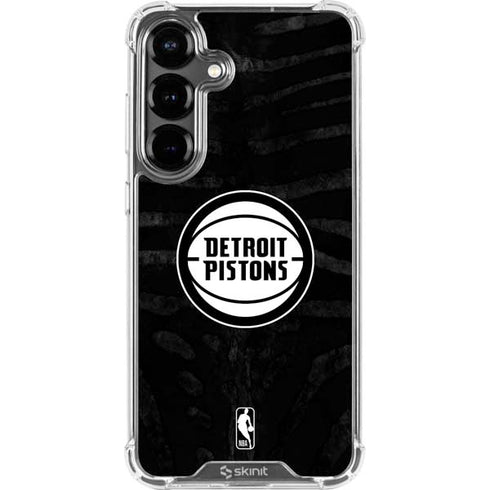 NBA Detroit Pistons Black Animal Print Galaxy S26 Plus Clear Case