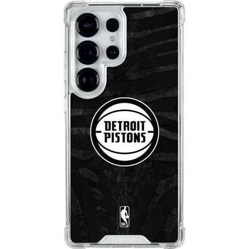 NBA Detroit Pistons Black Animal Print Galaxy S26 Ultra Clear Case