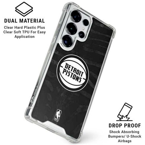 NBA Detroit Pistons Black Animal Print Galaxy S26 Ultra Clear Case
