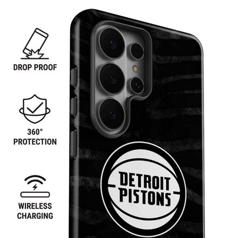 NBA Detroit Pistons Black Animal Print Galaxy S26 Ultra Impact Case