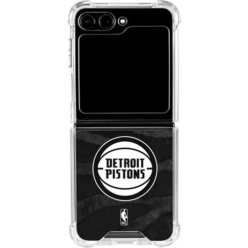 NBA Detroit Pistons Black Animal Print Galaxy Z Flip6 Clear Case