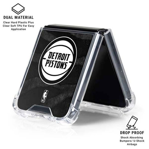 NBA Detroit Pistons Black Animal Print Galaxy Z Flip6 Clear Case