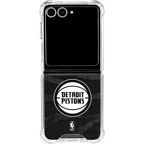 NBA Detroit Pistons Black Animal Print Galaxy Z Flip7 Clear Case