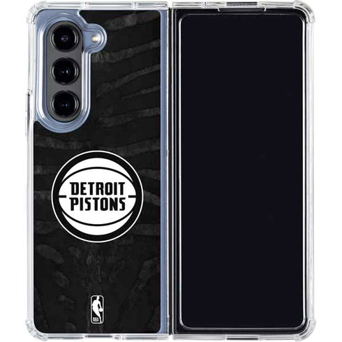 NBA Detroit Pistons Black Animal Print Galaxy Z Fold5 5G Clear Case