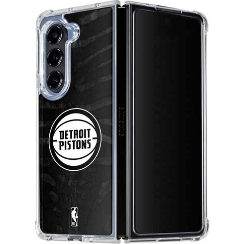 NBA Detroit Pistons Black Animal Print Galaxy Z Fold5 5G Clear Case