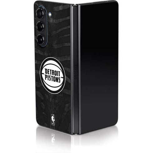 NBA Detroit Pistons Black Animal Print Galaxy Z Fold5 5G Skin