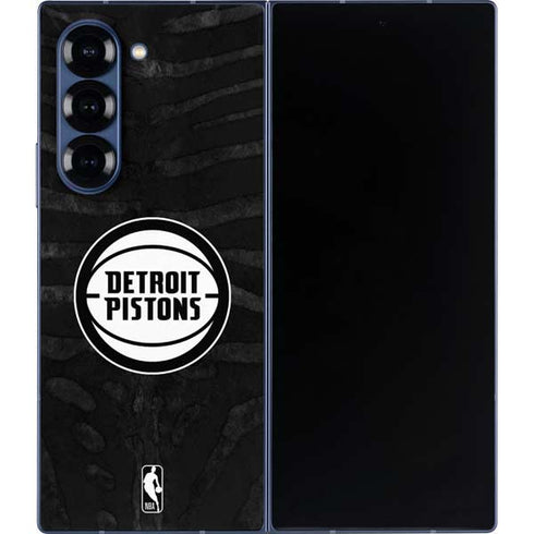 NBA Detroit Pistons Black Animal Print Galaxy Z Fold6 Skin