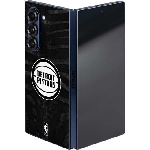 NBA Detroit Pistons Black Animal Print Galaxy Z Fold6 Skin