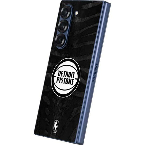 NBA Detroit Pistons Black Animal Print Galaxy Z Fold6 Skin