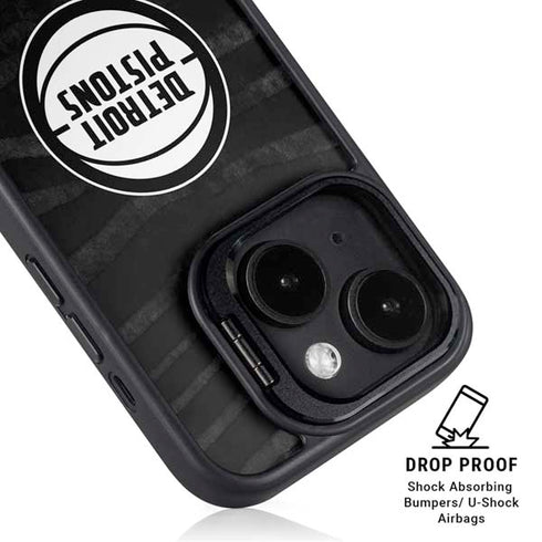 NBA Detroit Pistons Black Animal Print iPhone 14 Kickstand Case